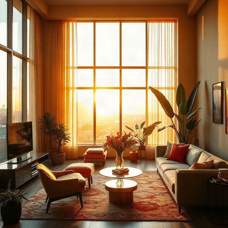 Curated Belo Horizonte apartment interior in warm afternoon light